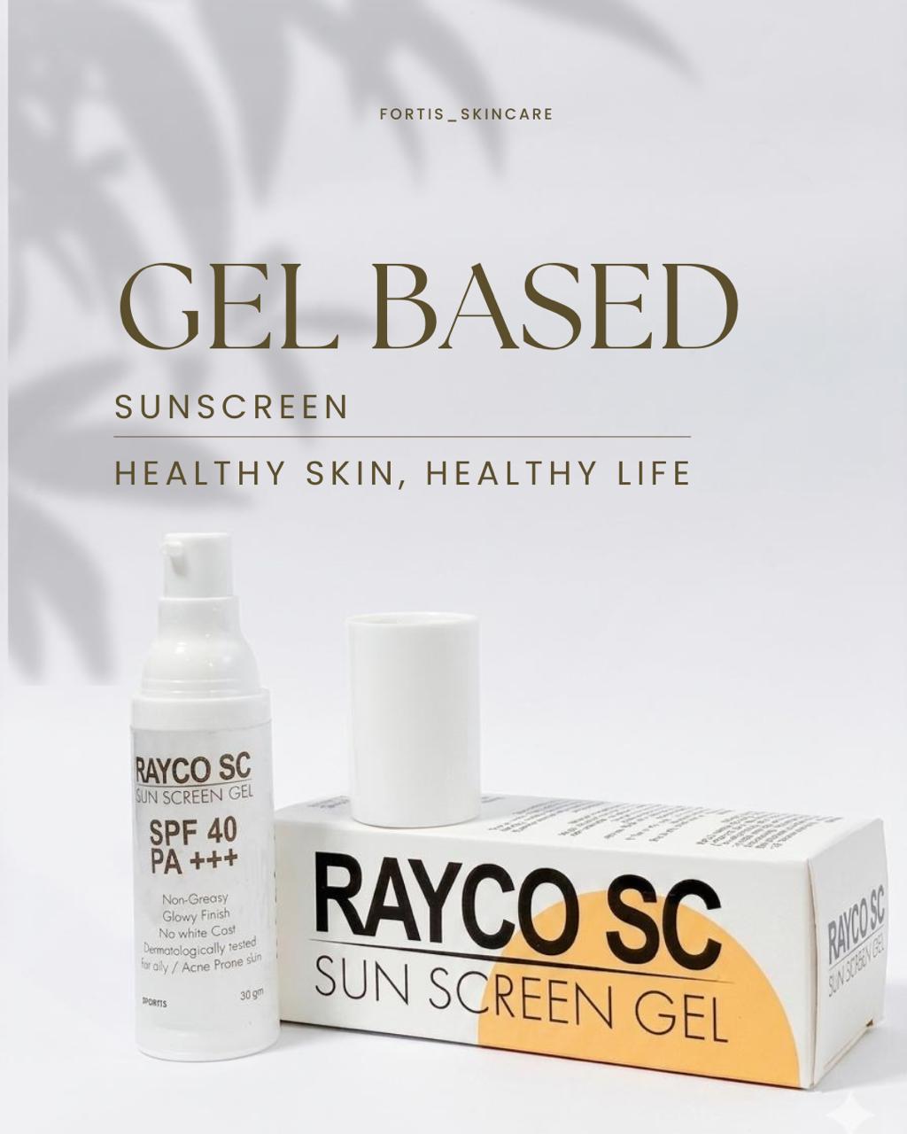 Rayco SC Sunscreen Gel SPF 40 PA+++ | Lightweight UVA/UVB Protection | Non-Greasy Daily Sun Gel